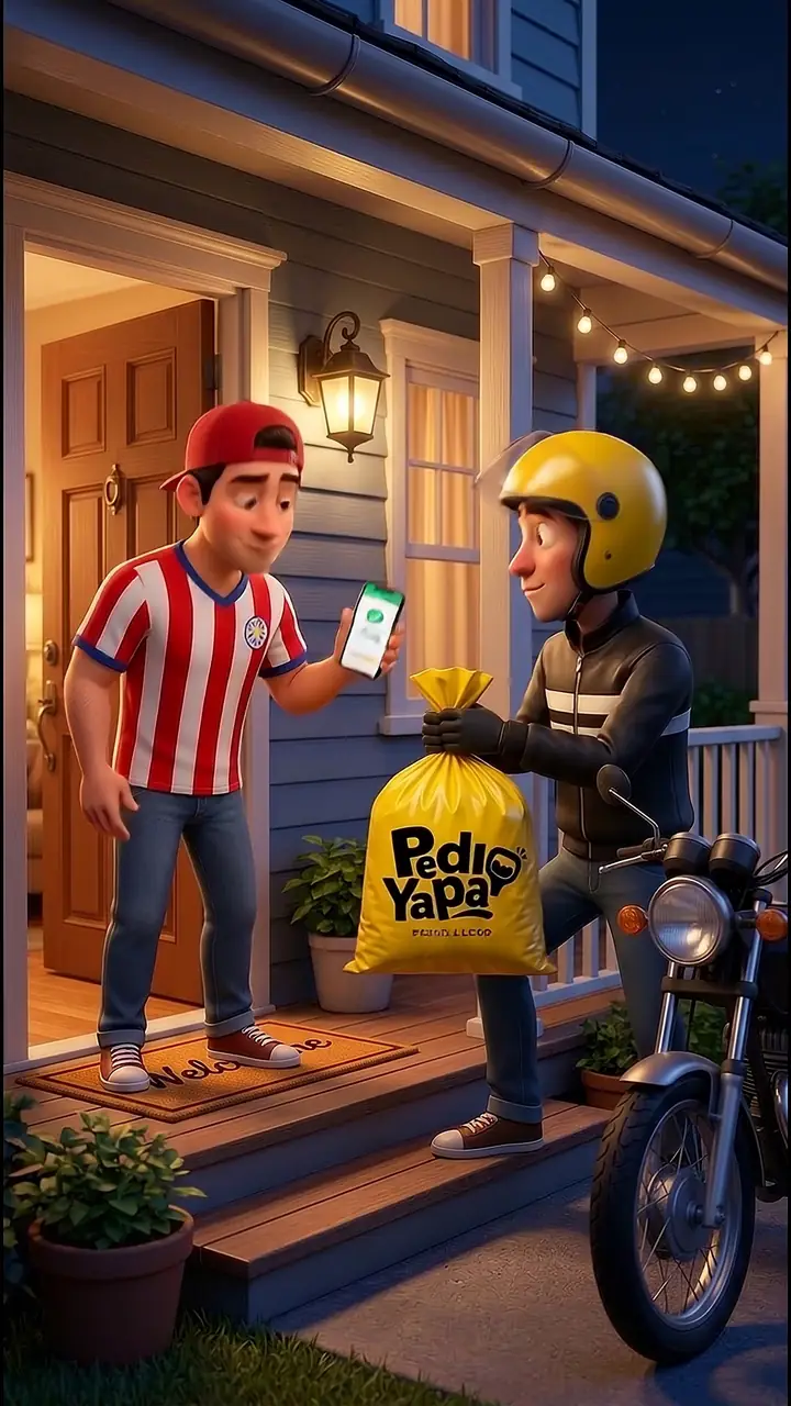 En la puerta, el cliente muestra el código en el celular y recibe la bolsa